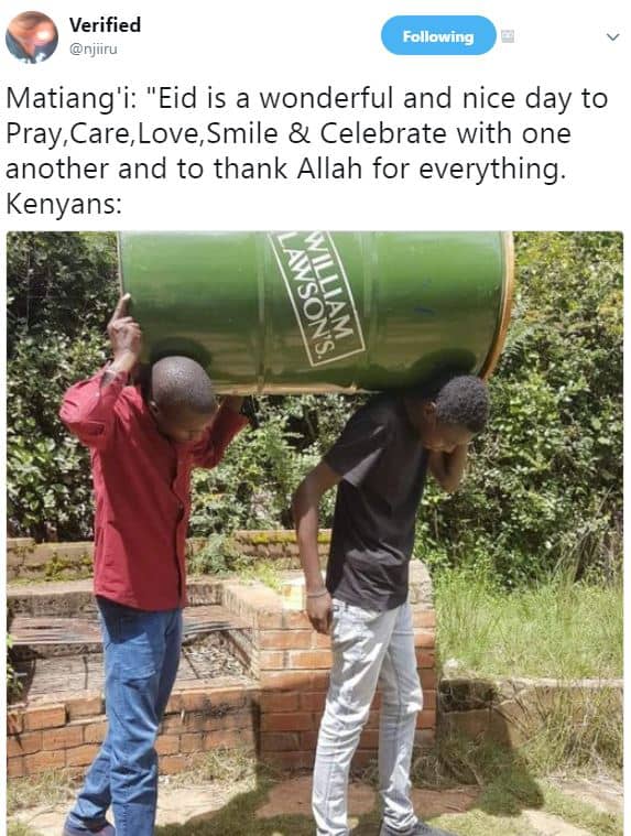 Verified njiiru following matiang'i eid is wonderful and nice day to pray care l
