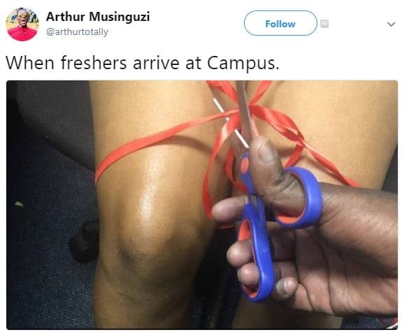 Arthur musinguzi arthurtotally follow when freshers arrive at campus.