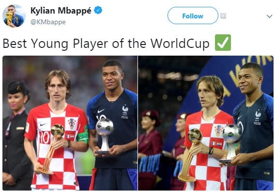 Kylian mbappé kmbappe follow best young player of the worldcup