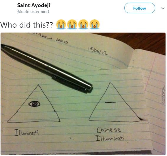 Saint ayodeji datmastermind follow who did this?? fàfèfèfè illuminuti chinese il
