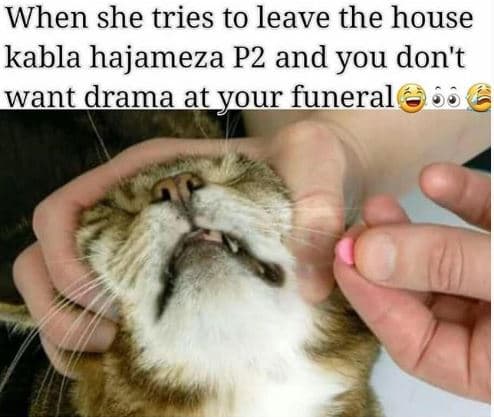 When she tries to leave the house kabla hajameza p2 and you don't want drama at