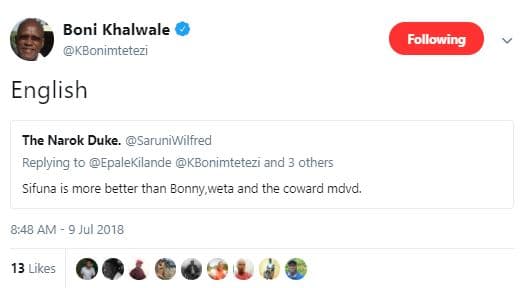 Boni khalwale kbonimtetezi following english the narok duke. saruniwilfred reply