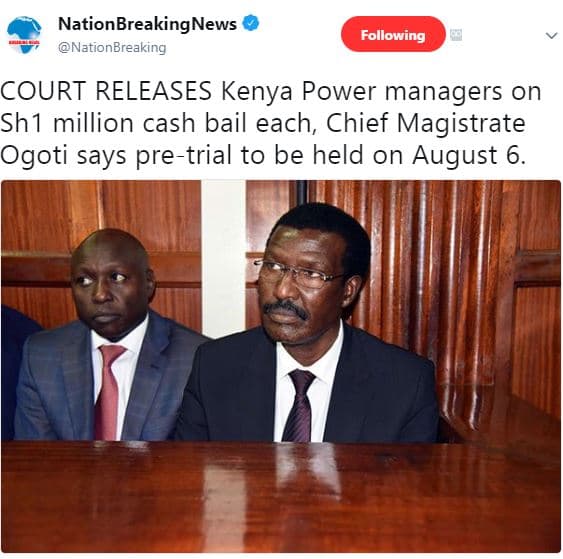 Nationbreakingnews nationbreaking following court releases kenya power managers