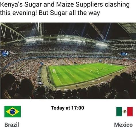 Kenya's sugar and maize suppliers clashing this evening! but sugar all the way t