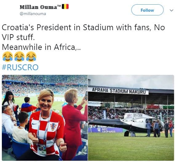 Millan ouma millanouma follow croatia's president in stadium with fans, no vip s