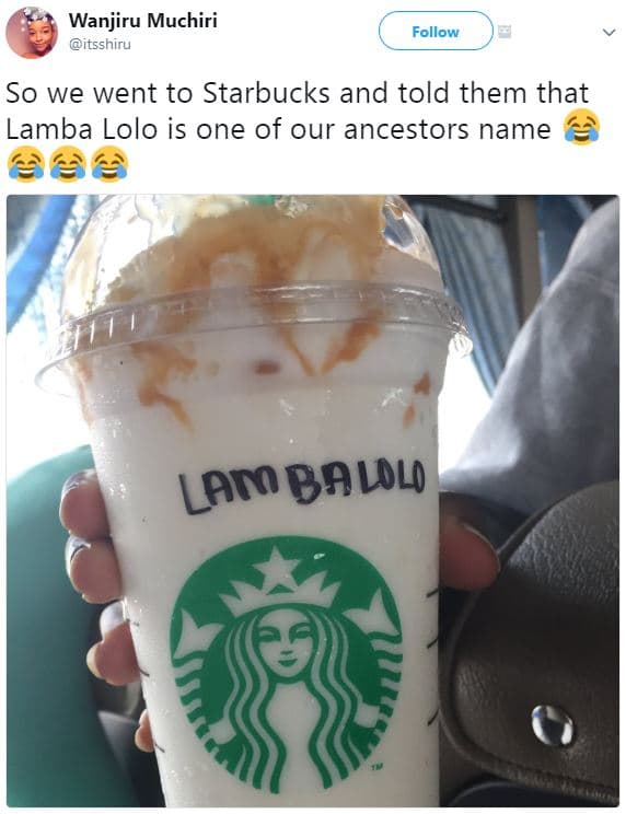 Wanjiru muchiri itsshiru follow so we went to starbucks and told them that lamba