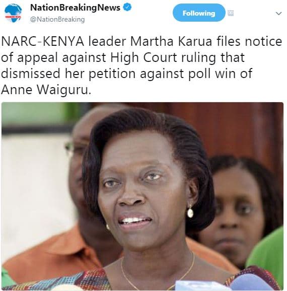 Nationbreakingnews nationbreaking following narckenya leader martha karua files