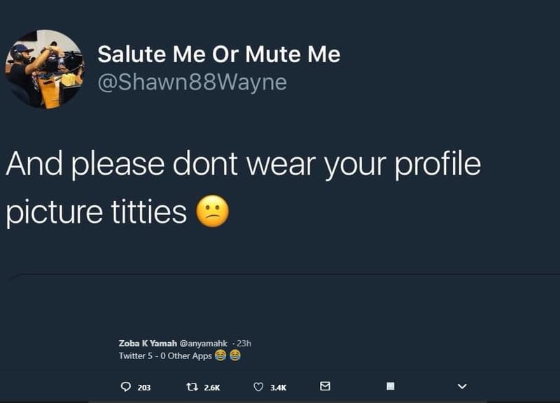 Salute me or mute me shawn88wayne and please dont wear your profile picture titt