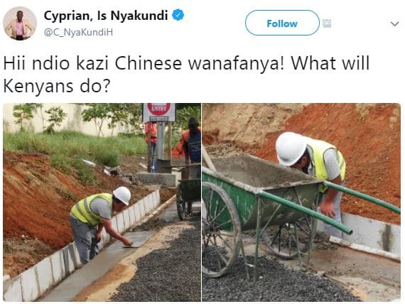 Cyprian, is nyakundi c_nyakundih follow hii ndio kazi chinese wanafanya! what wi