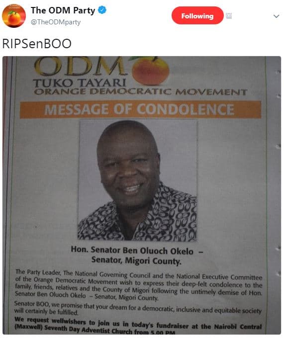 The odm party theodmparty following ripsenboo odm tuko tayari orange democratic