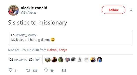 Aleckie ronald siralexas follow sis stick to missionary foi miss_fowwy my knees