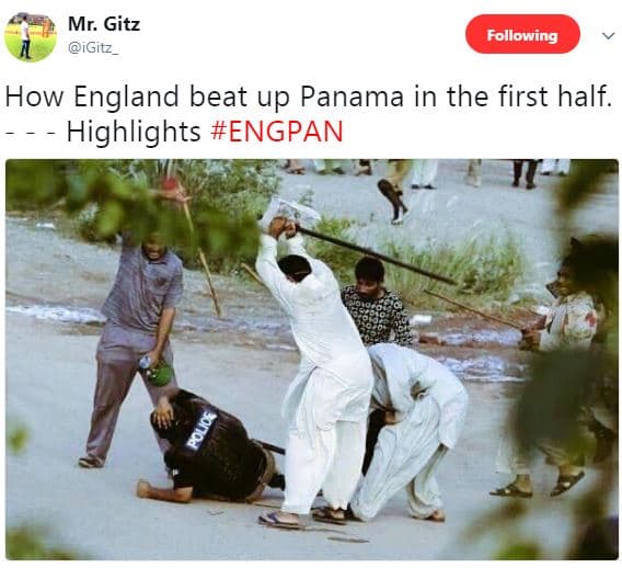 Mr. gitz igitz following how england beat up panama in the first half. highlight