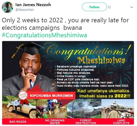 Lan james nezzoh nezzohlan follow only 2 weeks to you are really late for electi