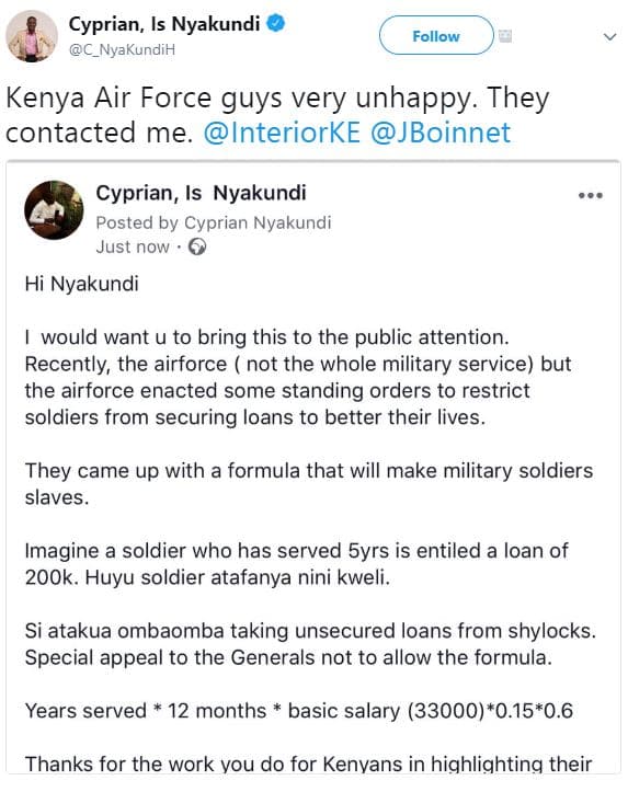 Cyprian, is nyakundi c_nyakundih follow kenya air force guys very unhappy. they