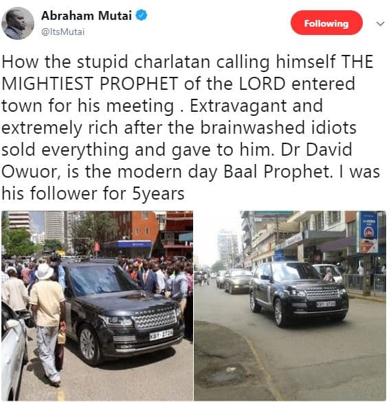 Abraham mutai itsmutai following how the stupid charlatan calling himself the mi
