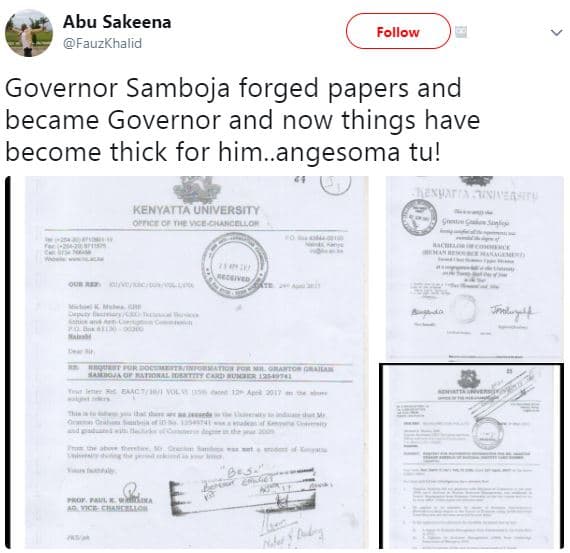 Abu sakeena fauzkhalid follow governor samboja forged papers and became governor
