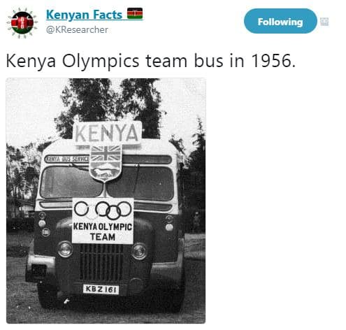 Kenyan facts kresearcher following kenya olympics team bus in . kenya kenya olym