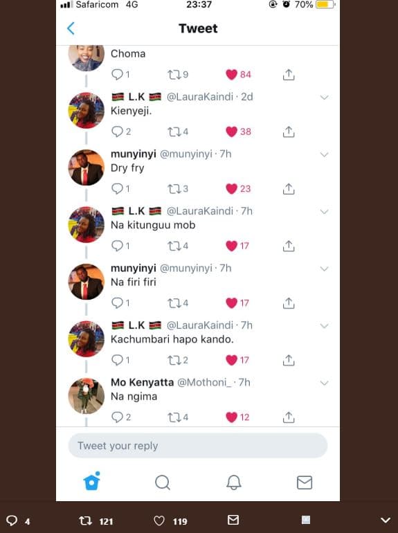Safaricom 4g 2337 70 tweet choma 01 179 elk laurakaindi ' 2d kienyeji. 02 174 mu