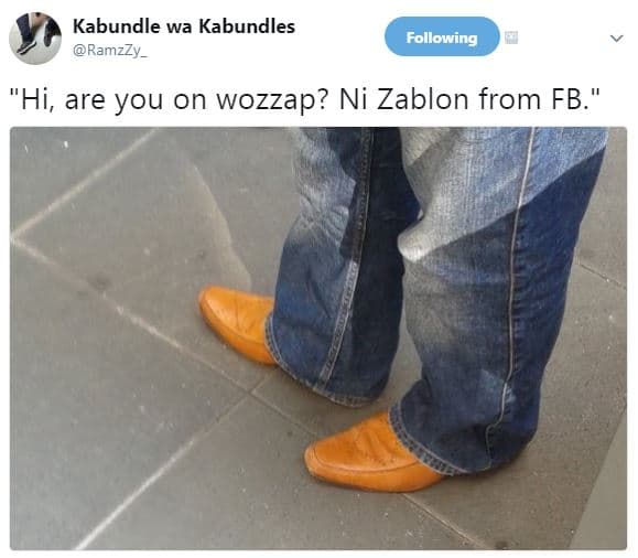 Kabundle wa kabundles ramzzy _ following 'hi, are you on wozzap? ni zablon from
