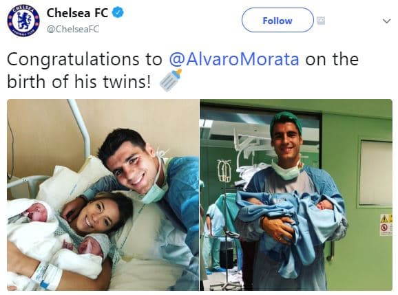 Chelsea fc chelseafc follow congratulations to alvaromorata on the birth of his