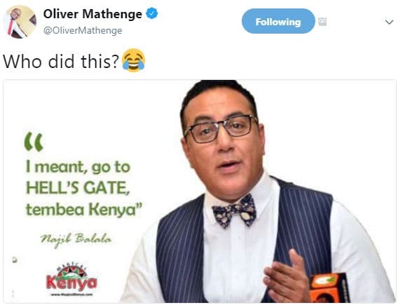 Oliver mathenge olivermathenge following who did this? meant, go to hell's gate,