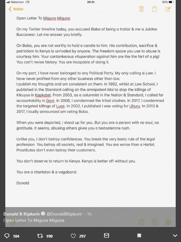 Safanicon 2031 notes open letter to miguna mouno on my twitter timeline today, y