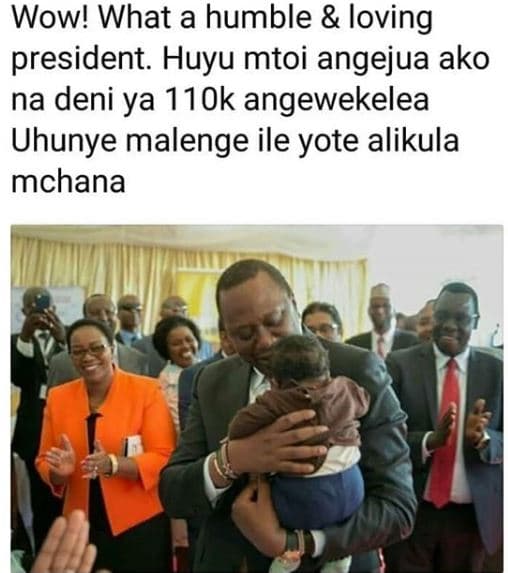 Wow! what a humble loving president. huyu mtoi angejua ako na deni ya 110k angew