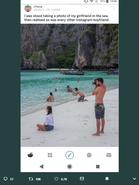 93 14.06 ffunny alevoy ?h ifcdail was stood taking photo of my girlfriend in the