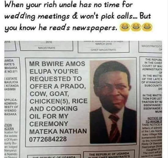 When your rich uncle has no time for wedding meetings won't pick colls but you k