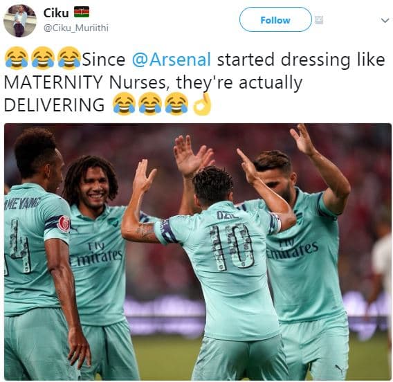 Ciku ciku_muriithi follow since arsenal started dressing like maternity nurses,