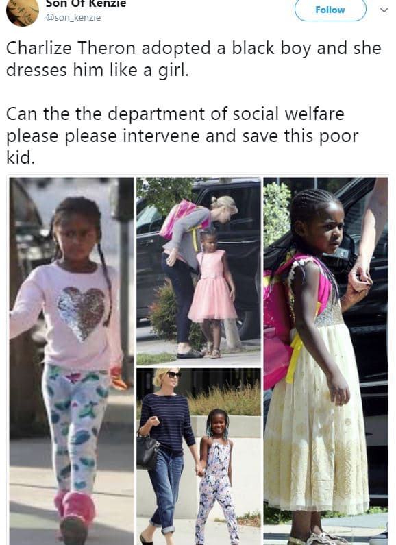 Son ut kenzıe son_kenzie follow charlize theron adopted black boy and she dresse