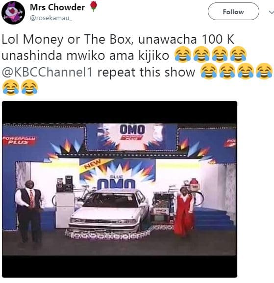 Mrs chowder rosekamau_ follow lol money or the box unawacha 100 k unashinda mwik