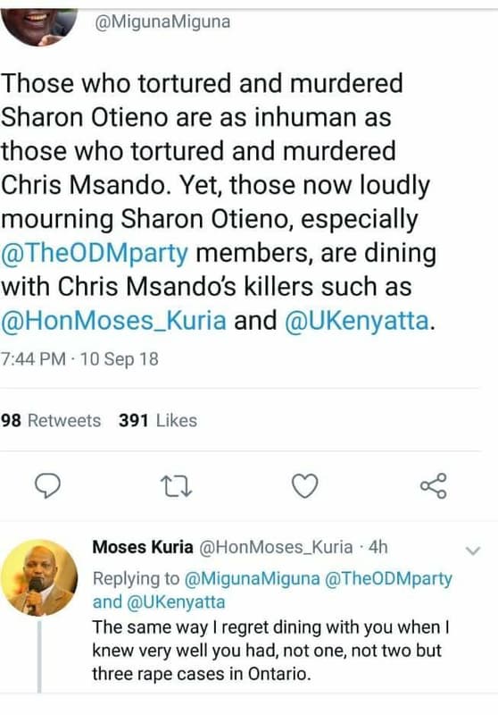 Migunamiguna those who tortured and murdered sharon otieno are as inhuman as tho