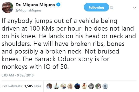 Dr. miguna miguna migunamiguna following if anybody jumps out of a vehicle being