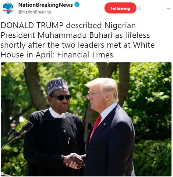 Nationbreakingnews nationbreaking following donald trump described nigerian pres