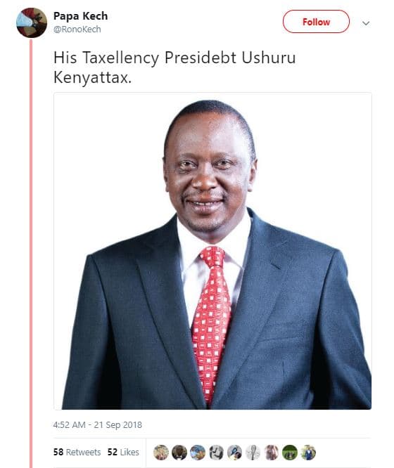 Papa kech ronokech follow his taxellency presidebt ushuru kenyattax. 4.52 am 21