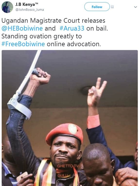 J.b kenya johnbosco_juma follow ugandan magistrate court releases hebobiwine and