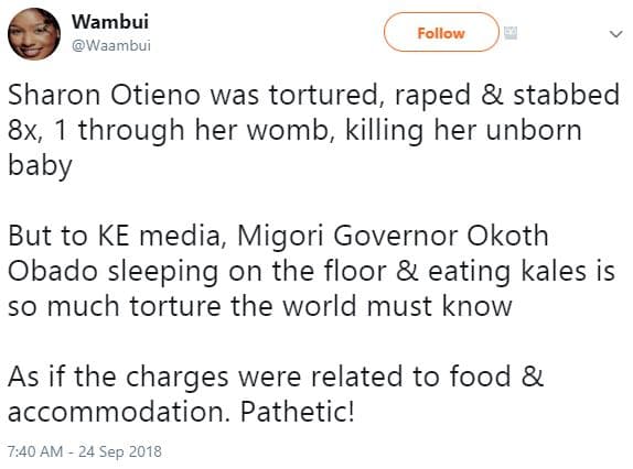 Wambui waambui follow sharon otieno was tortured, raped stabbed 8x, through her