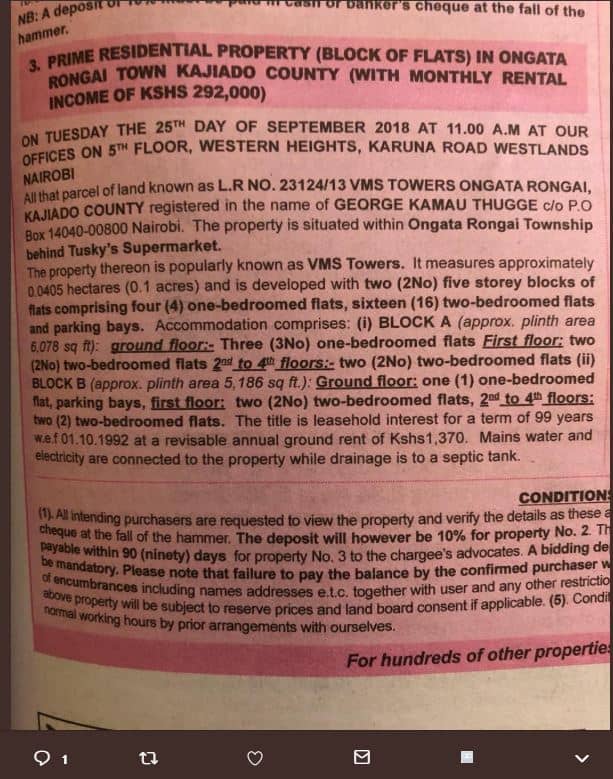 Nb depoono choquo at tho tall of the hammer prime 'residential property block of