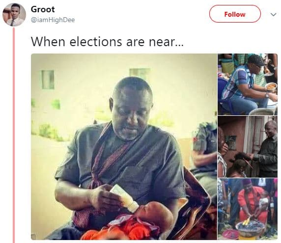 Groot iamhighdee follow when elections are near.