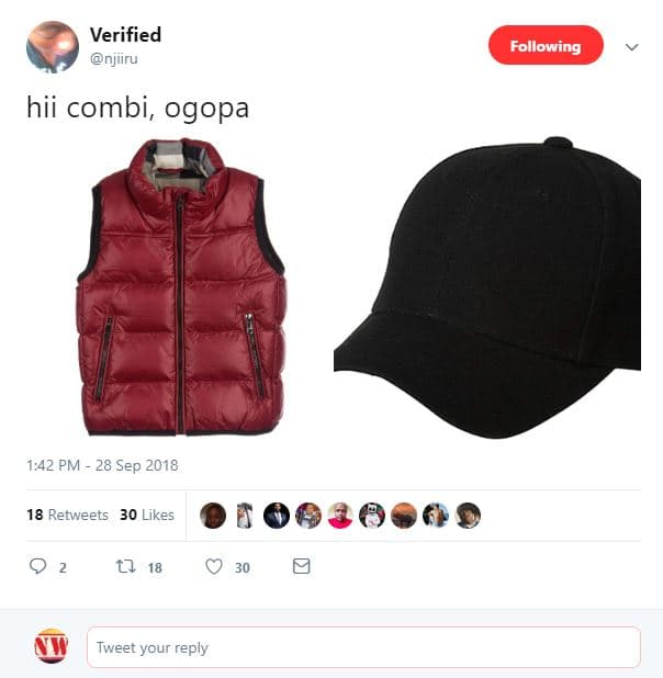 Verified njiiru following hii combi, ogopa 1,42 pm 28 sep 18 retweets 30 likes t