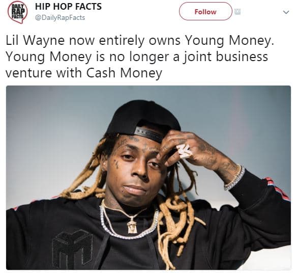 Hip hop facts dailyrapfacts follow lil wayne now entirely owns young money. youn