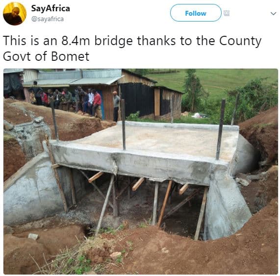 Sayafrica sayatrica follow this is an 8.4m bridge thanks to the county govt of b