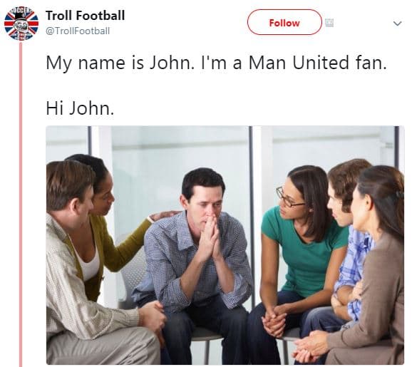 Troll football trollfootball follow my name is john. i'm man united fan hi john.