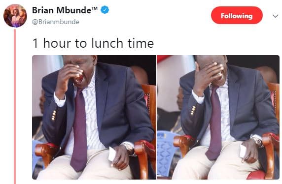 Brian mbunde brianmbunde following hour to lunch time