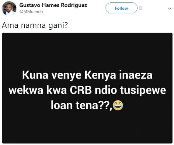 Gustavo hames rodriguez mmuendo follow ama namna gani? kuna venye kenya inaeza w