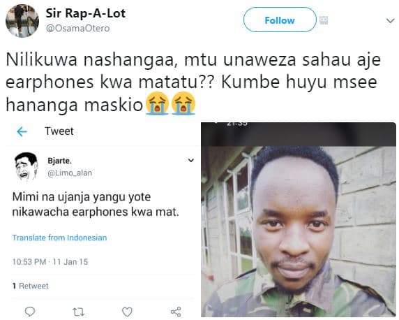 Sir rapalot osamaotero follow nilikuwa nashangaa, mtu unaweza sahau aje earphone
