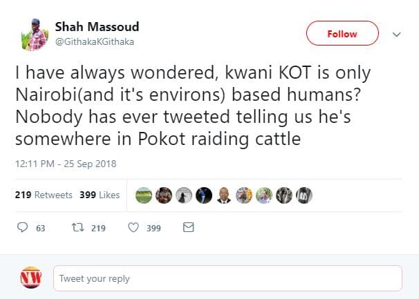 Shah massoud githakakgithaka follow have always wondered, kwani kot is only nair