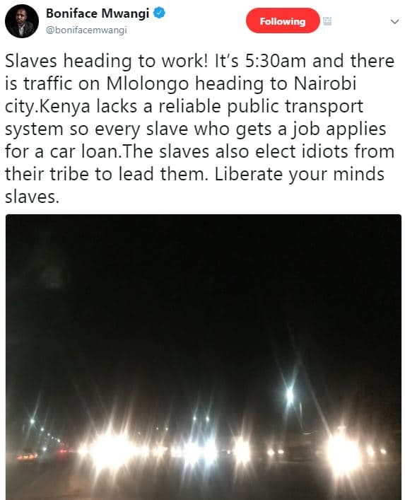Boniface mwangi bonifacemwangi following slaves heading to work! it's 5.30am and