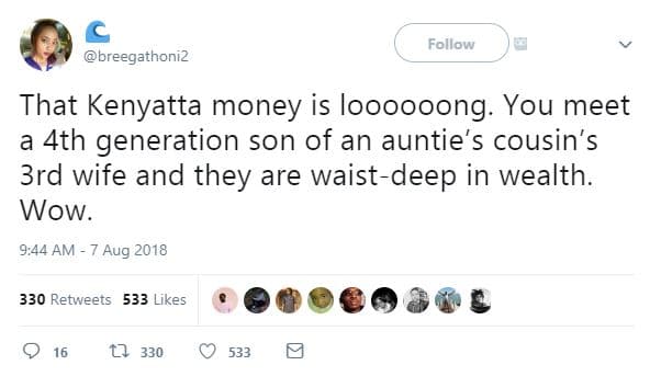 Follow breegathoniz that kenyatta money is loooooong you meet a ath generation s